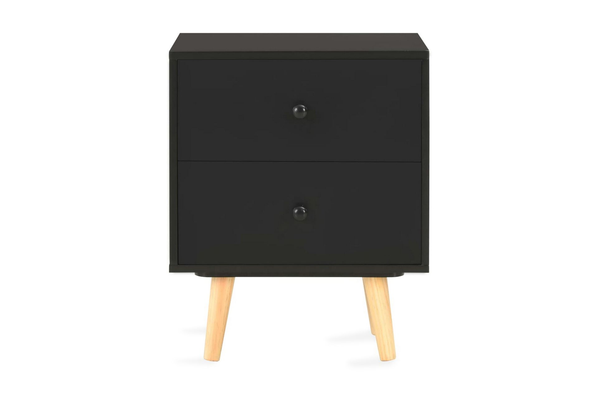 Nattbord 2 stk svart 40x30x50 cm heltre furu - Svart - Møbler - Bord - Avlastningsbord - Sengebord & nattbord