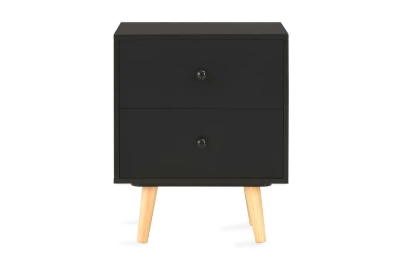 Nattbord 2 stk svart 40x30x50 cm heltre furu - Svart - Møbler - Bord - Avlastningsbord - Sengebord & nattbord