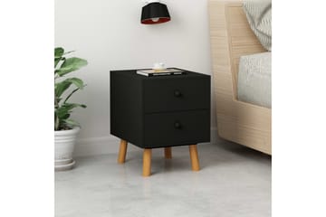 Nattbord 2 stk svart 40x30x50 cm heltre furu - Svart - Møbler - Bord - Avlastningsbord - Sengebord & nattbord