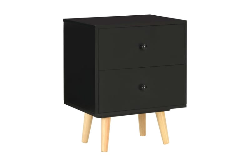 Nattbord 2 stk svart 40x30x50 cm heltre furu - Svart - Møbler - Bord - Avlastningsbord - Sengebord & nattbord