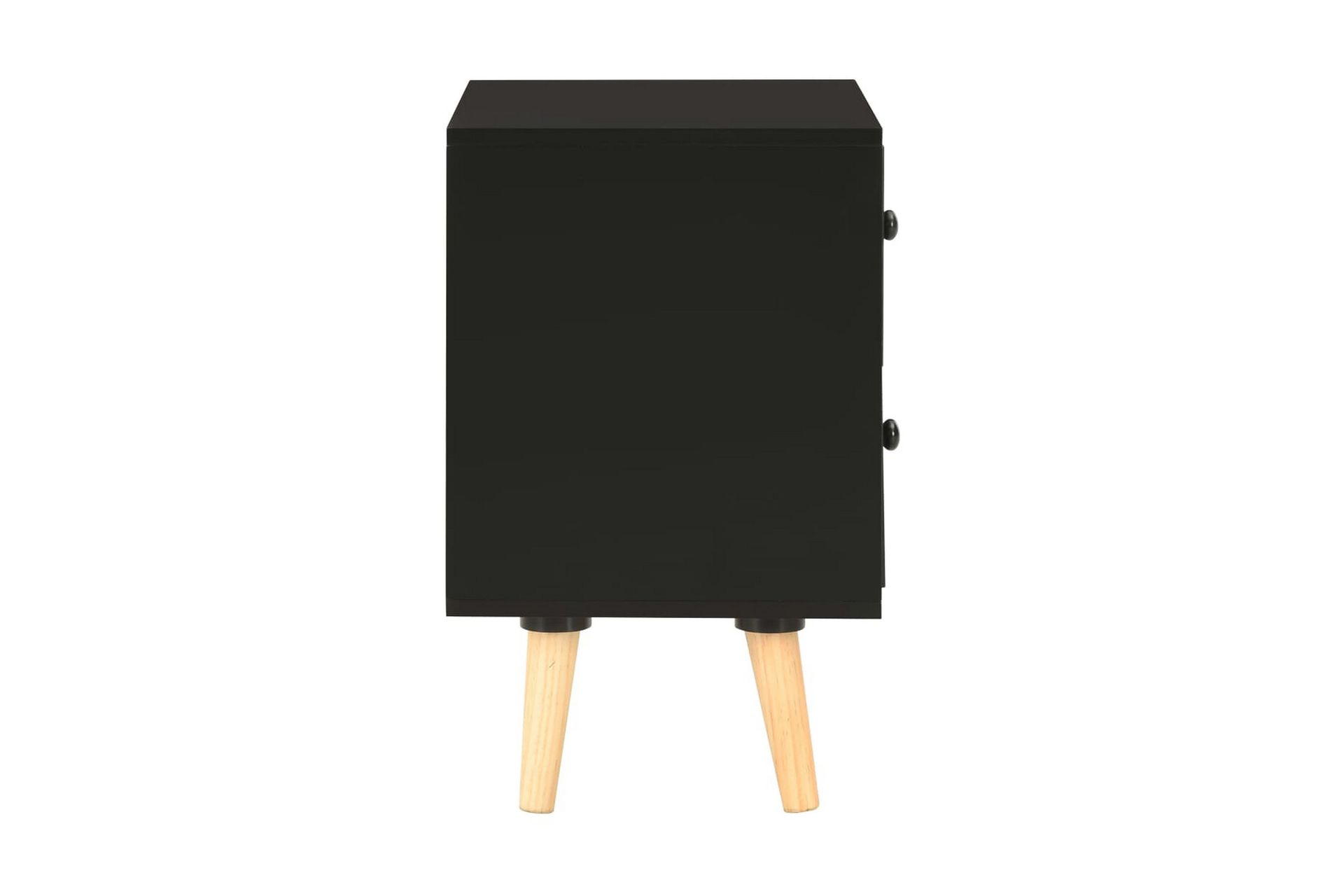 Nattbord 2 stk svart 40x30x50 cm heltre furu - Svart - Møbler - Bord - Avlastningsbord - Sengebord & nattbord