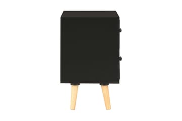 Nattbord 2 stk svart 40x30x50 cm heltre furu - Svart - Møbler - Bord - Avlastningsbord - Sengebord & nattbord
