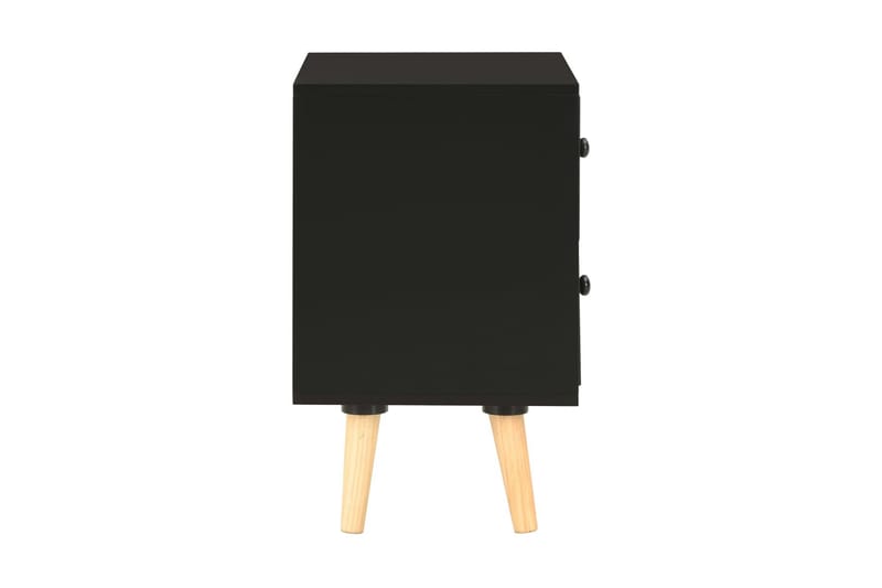 Nattbord 2 stk svart 40x30x50 cm heltre furu - Svart - Møbler - Bord - Avlastningsbord - Sengebord & nattbord
