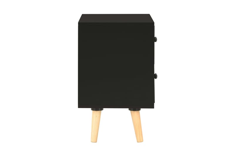 Nattbord 2 stk svart 40x30x50 cm heltre furu - Svart - Sengebord & nattbord