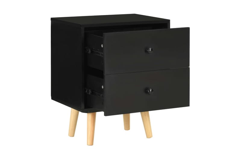 Nattbord 2 stk svart 40x30x50 cm heltre furu - Svart - Møbler - Bord - Avlastningsbord - Sengebord & nattbord