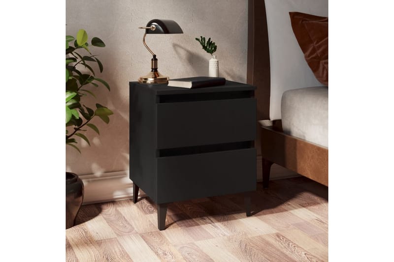 Nattbord 2 stk svart 40x35x50 cm sponplate - Svart - Møbler - Bord - Avlastningsbord - Sengebord & nattbord