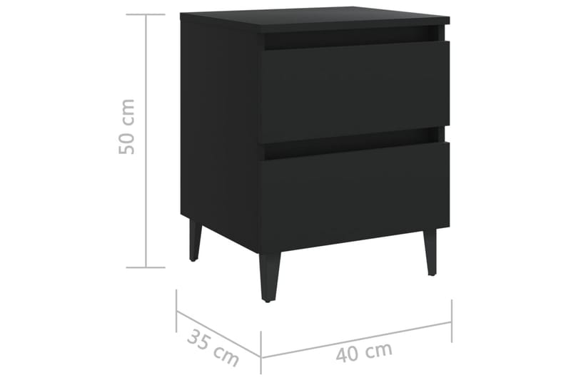 Nattbord 2 stk svart 40x35x50 cm sponplate - Svart - Møbler - Bord - Avlastningsbord - Sengebord & nattbord