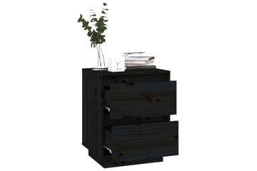 Nattbord 2 stk svart 40x35x50 heltre furu - Svart - Møbler - Bord - Avlastningsbord - Sengebord & nattbord