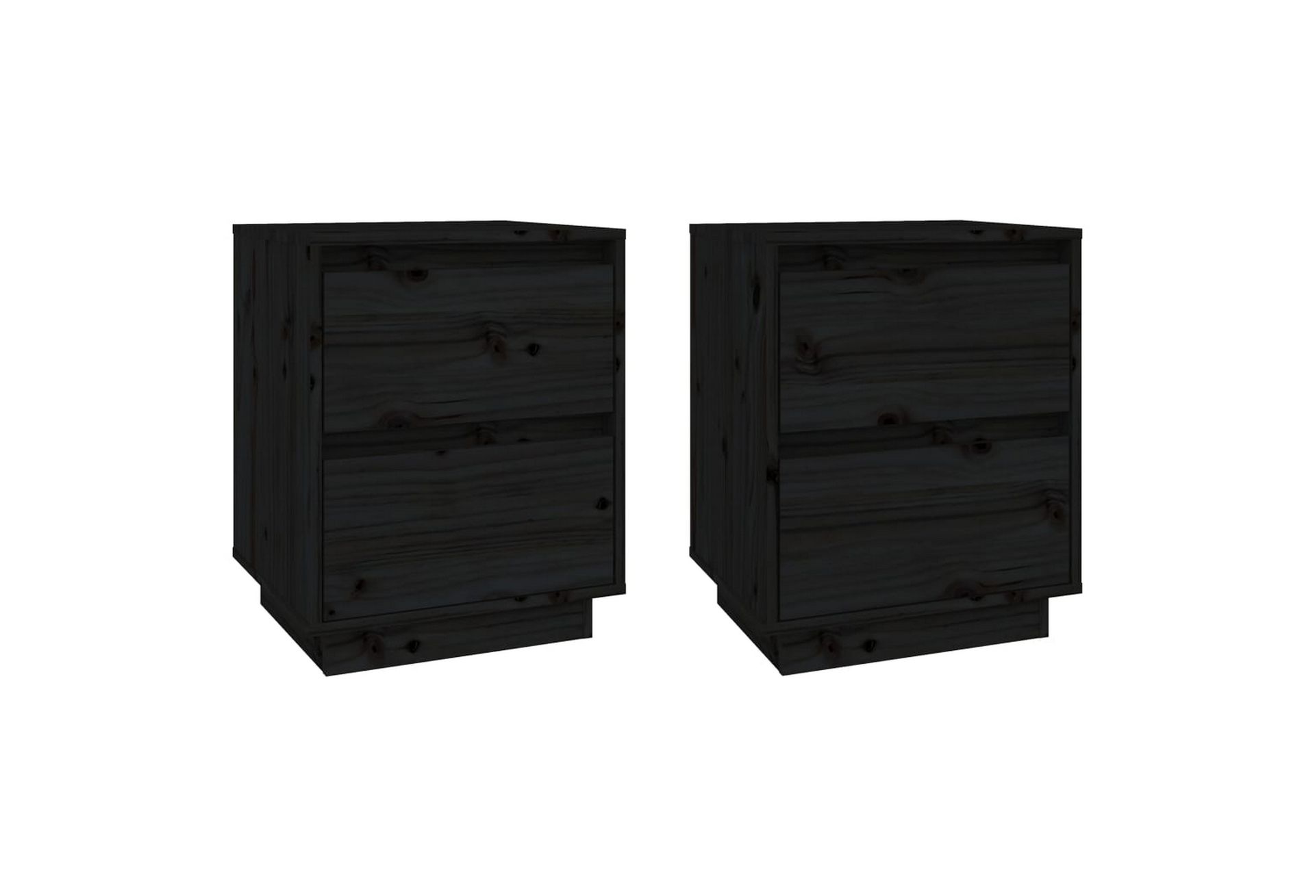 Nattbord 2 stk svart 40x35x50 heltre furu - Svart - Møbler - Bord - Avlastningsbord - Sengebord & nattbord