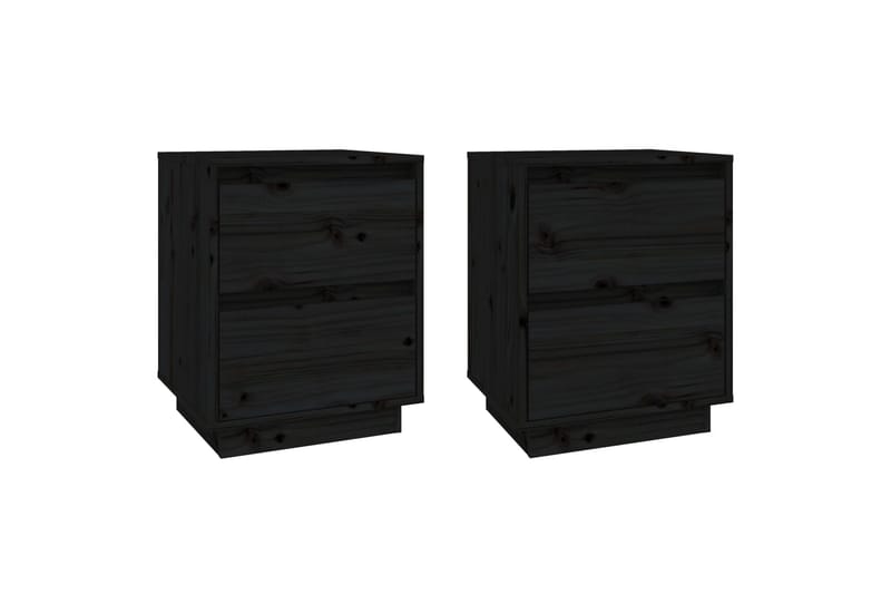 Nattbord 2 stk svart 40x35x50 heltre furu - Svart - Møbler - Bord - Avlastningsbord - Sengebord & nattbord