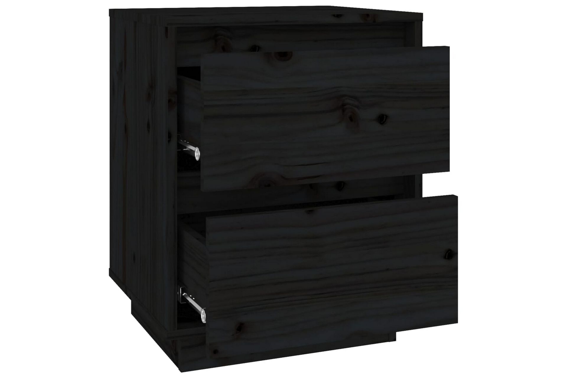 Nattbord 2 stk svart 40x35x50 heltre furu - Svart - Møbler - Bord - Avlastningsbord - Sengebord & nattbord