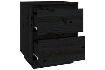 Nattbord 2 stk svart 40x35x50 heltre furu - Svart - Møbler - Bord - Avlastningsbord - Sengebord & nattbord