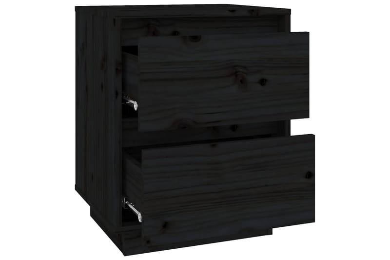 Nattbord 2 stk svart 40x35x50 heltre furu - Svart - Møbler - Bord - Avlastningsbord - Sengebord & nattbord