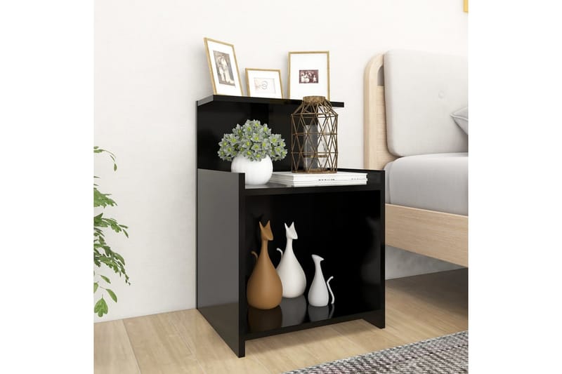 Nattbord 2 stk svart 40x35x60 cm sponplate - Svart - Møbler - Bord - Avlastningsbord - Sengebord & nattbord