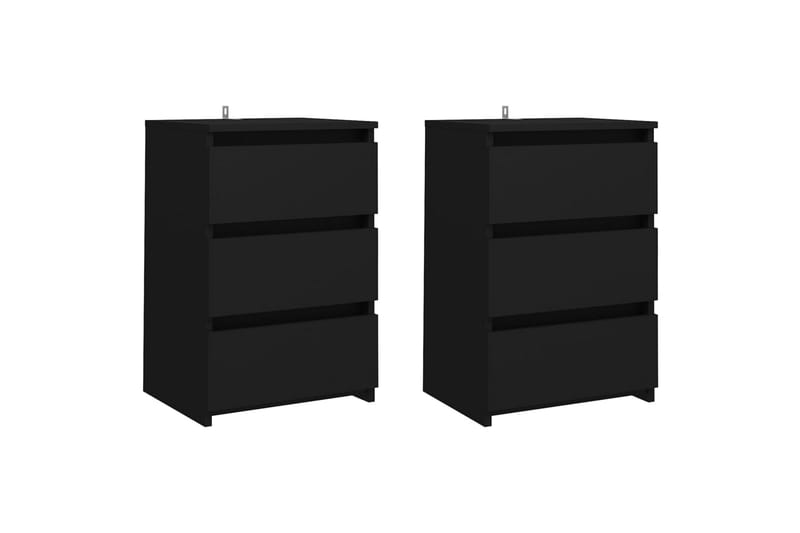 Nattbord 2 stk svart 40x35x62,5 cm sponplate - Svart - Møbler - Bord - Avlastningsbord - Sengebord & nattbord
