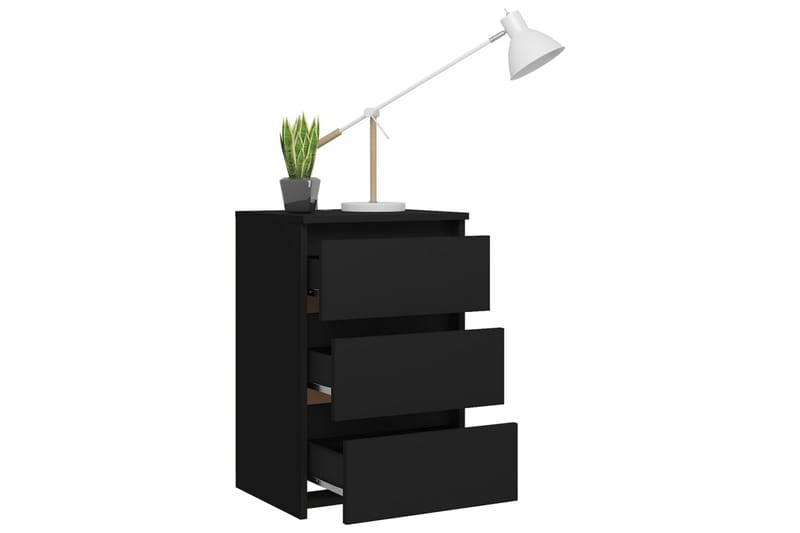 Nattbord 2 stk svart 40x35x62,5 cm sponplate - Svart - Møbler - Bord - Avlastningsbord - Sengebord & nattbord