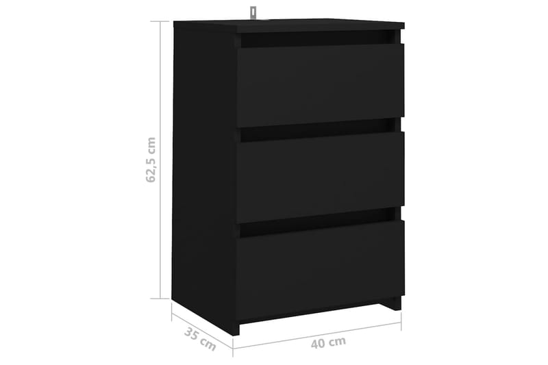 Nattbord 2 stk svart 40x35x62,5 cm sponplate - Svart - Møbler - Bord - Avlastningsbord - Sengebord & nattbord