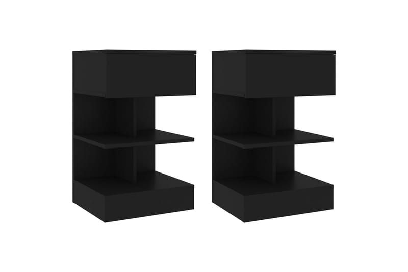 Nattbord 2 stk svart 40x35x65 cm - Svart - Møbler - Bord - Avlastningsbord - Sengebord & nattbord