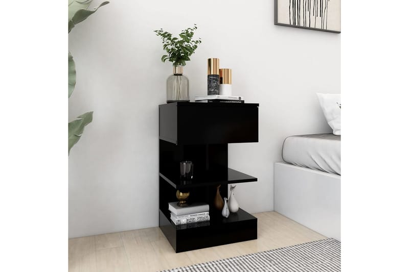 Nattbord 2 stk svart 40x35x65 cm - Svart - Møbler - Bord - Avlastningsbord - Sengebord & nattbord