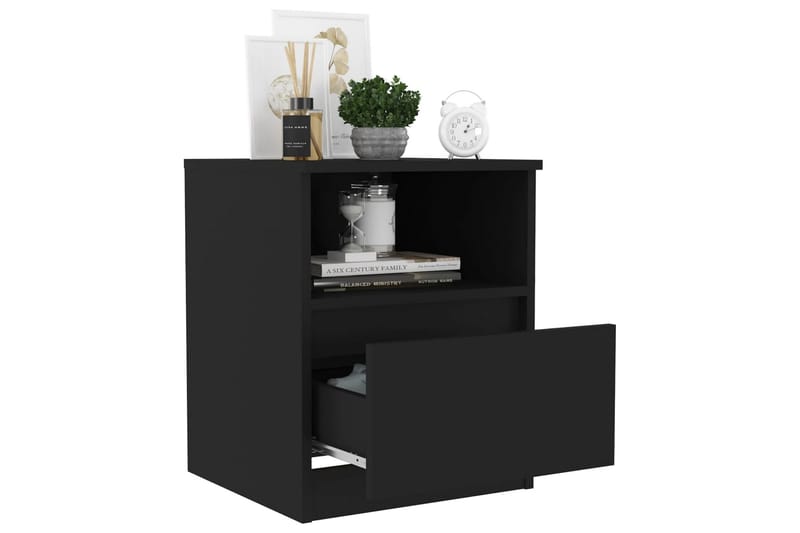 Nattbord 2 stk svart 40x40x50 cm sponplate - Svart - Møbler - Bord - Avlastningsbord - Sengebord & nattbord