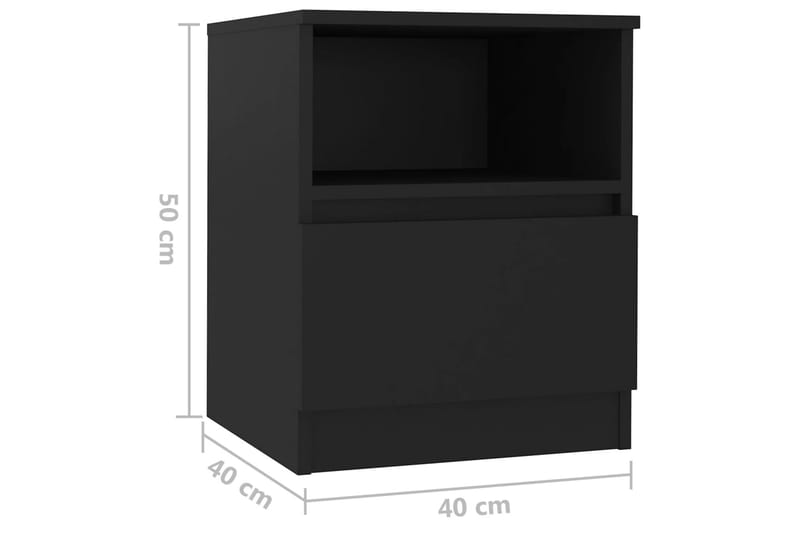 Nattbord 2 stk svart 40x40x50 cm sponplate - Svart - Møbler - Bord - Avlastningsbord - Sengebord & nattbord