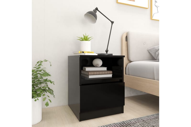 Nattbord 2 stk svart 40x40x50 cm sponplate - Svart - Møbler - Bord - Avlastningsbord - Sengebord & nattbord
