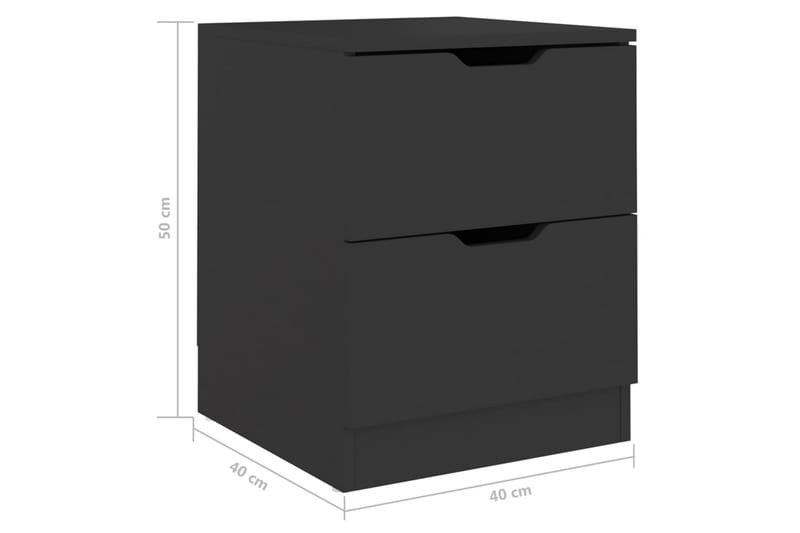 Nattbord 2 stk svart 40x40x50 cm sponplate - Svart - Møbler - Bord - Avlastningsbord - Sengebord & nattbord