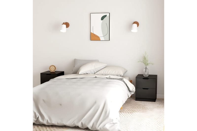 Nattbord 2 stk svart 40x40x50 cm sponplate - Svart - Møbler - Bord - Avlastningsbord - Sengebord & nattbord