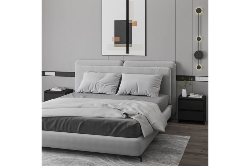 Nattbord 2 stk svart 45x34,5x44,5 cm sponplate - Svart - Møbler - Bord - Avlastningsbord - Sengebord & nattbord