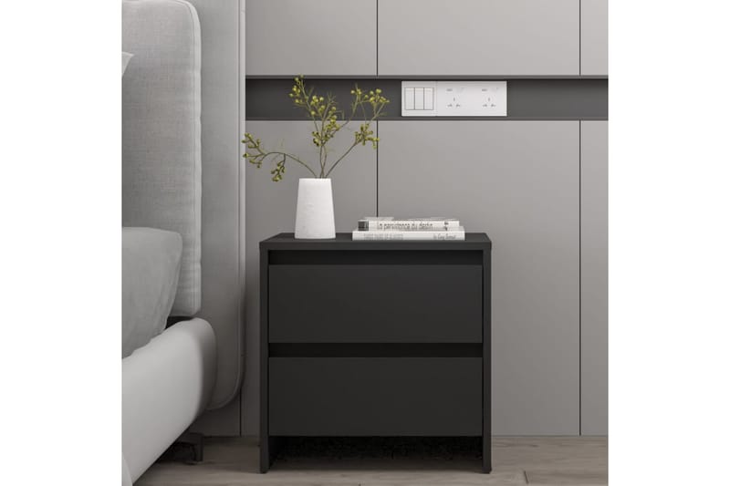 Nattbord 2 stk svart 45x34,5x44,5 cm sponplate - Svart - Møbler - Bord - Avlastningsbord - Sengebord & nattbord