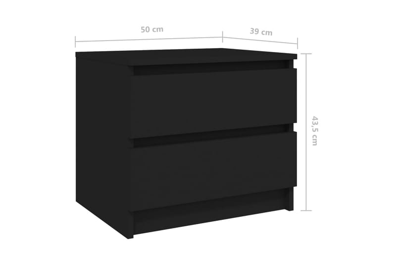 Nattbord 2 stk svart 50x39x43,5 cm sponplate - Svart - Sengebord & nattbord