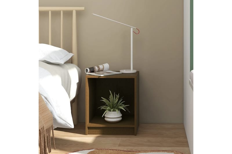 Nattbord 35,5x33,5x41,5 cm heltre furu honningbrun - Brun - Møbler - Bord - Avlastningsbord - Sengebord & nattbord