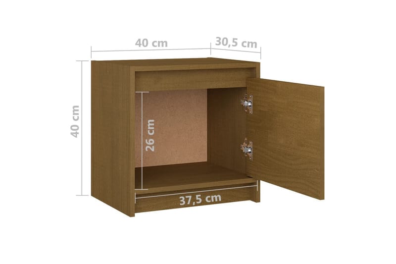Nattbord 40x30,5x40 cm heltre furu honningbrun - Brun - Sengebord & nattbord
