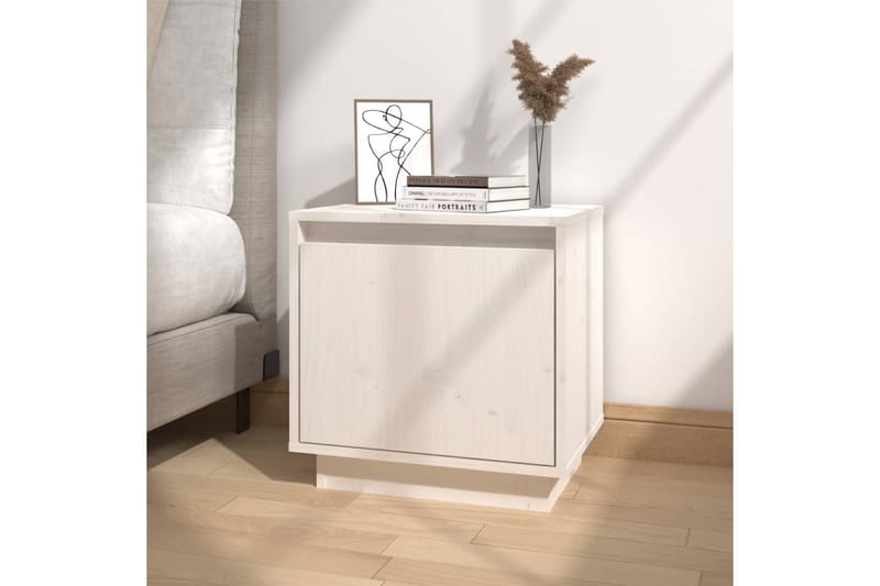Nattbord 40x30x40 heltre furu hvit - Hvit - Møbler - Bord - Avlastningsbord - Sengebord & nattbord