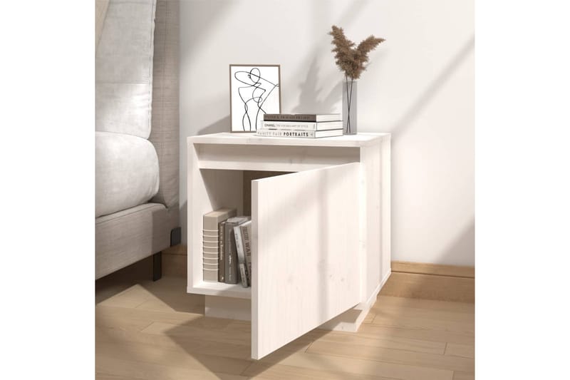 Nattbord 40x30x40 heltre furu hvit - Hvit - Møbler - Bord - Avlastningsbord - Sengebord & nattbord