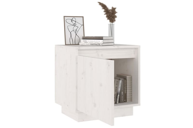 Nattbord 40x30x40 heltre furu hvit - Hvit - Møbler - Bord - Avlastningsbord - Sengebord & nattbord