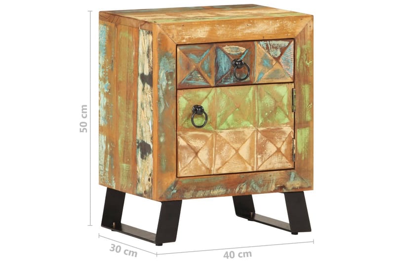 Nattbord 40x30x50 cm gjenvunnet heltre - Flerfarget - Møbler - Bord - Avlastningsbord - Sengebord & nattbord