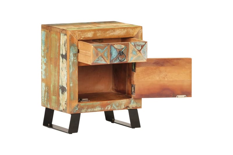 Nattbord 40x30x50 cm gjenvunnet heltre - Flerfarget - Møbler - Bord - Avlastningsbord - Sengebord & nattbord