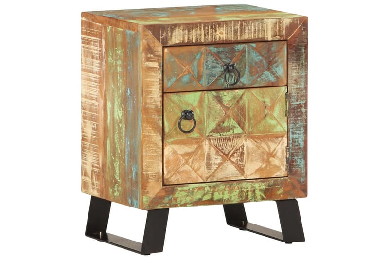 Nattbord 40x30x50 cm gjenvunnet heltre - Flerfarget - Møbler - Bord - Avlastningsbord - Sengebord & nattbord