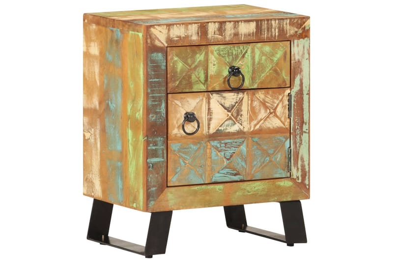Nattbord 40x30x50 cm gjenvunnet heltre - Flerfarget - Møbler - Bord - Avlastningsbord - Sengebord & nattbord