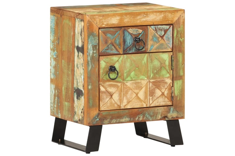 Nattbord 40x30x50 cm gjenvunnet heltre - Flerfarget - Møbler - Bord - Avlastningsbord - Sengebord & nattbord