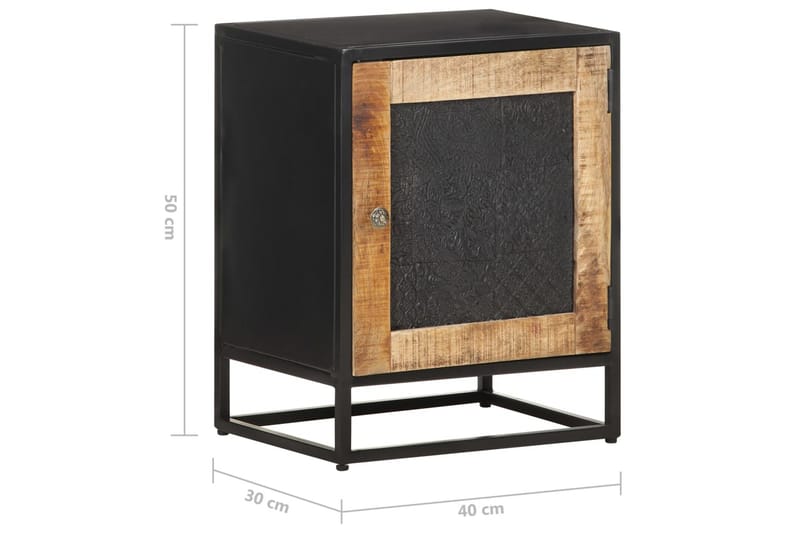 Nattbord 40x30x50 cm grovt mangotre - Svart - Møbler - Bord - Avlastningsbord - Sengebord & nattbord