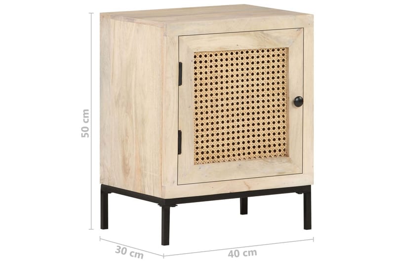 Nattbord 40x30x50 cm heltre mango og naturlig stokk - Brun - Møbler - Bord - Avlastningsbord - Sengebord & nattbord