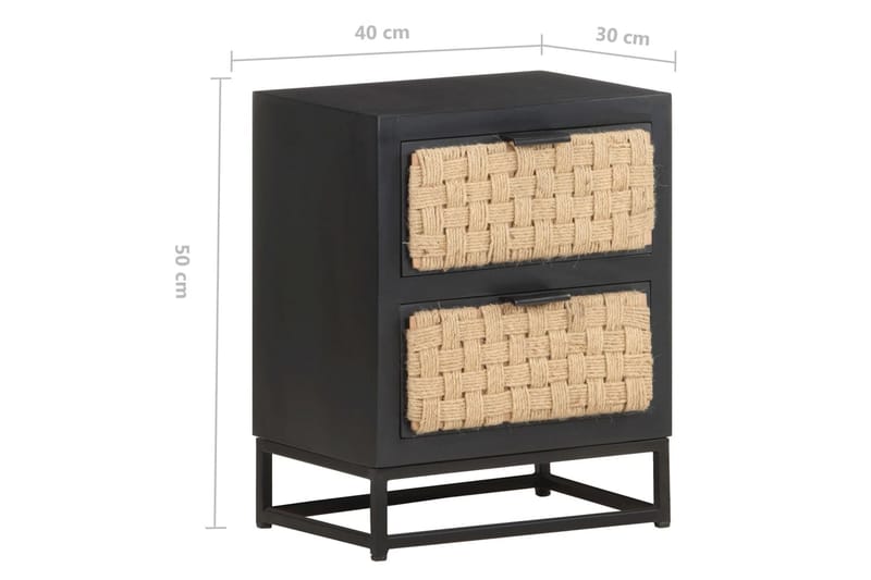 Nattbord 40x30x50 cm heltre mango - Svart - Sengebord & nattbord