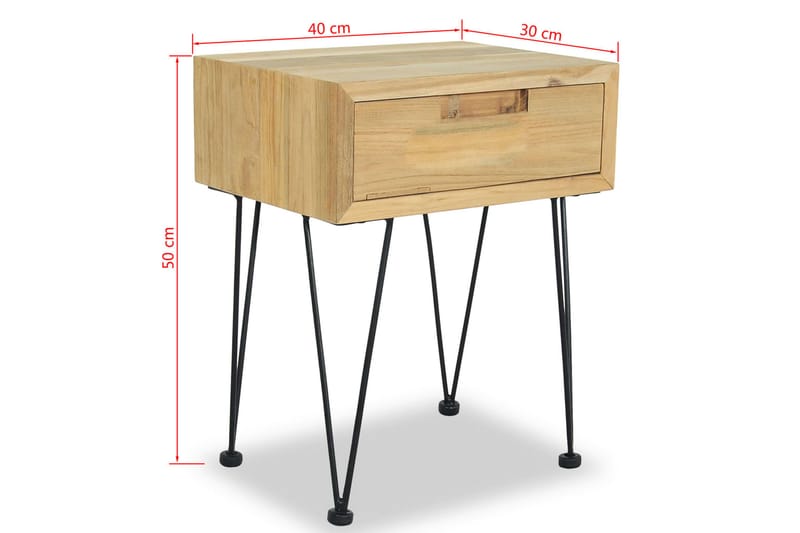 Nattbord 40x30x50 cm massiv teak - Teak - Møbler - Bord - Avlastningsbord - Sengebord & nattbord
