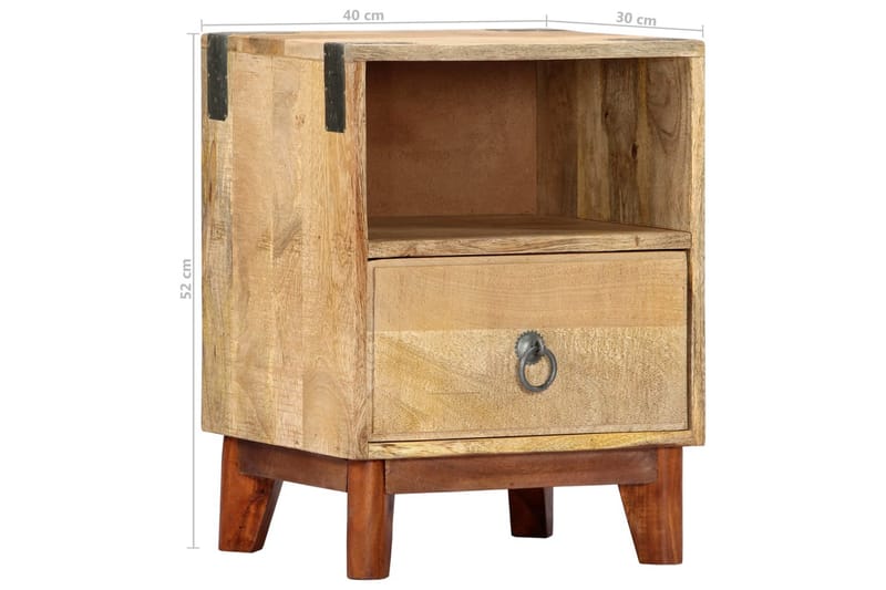 Nattbord 40x30x52 cm grov heltre mango - Brun - Møbler - Bord - Avlastningsbord - Sengebord & nattbord