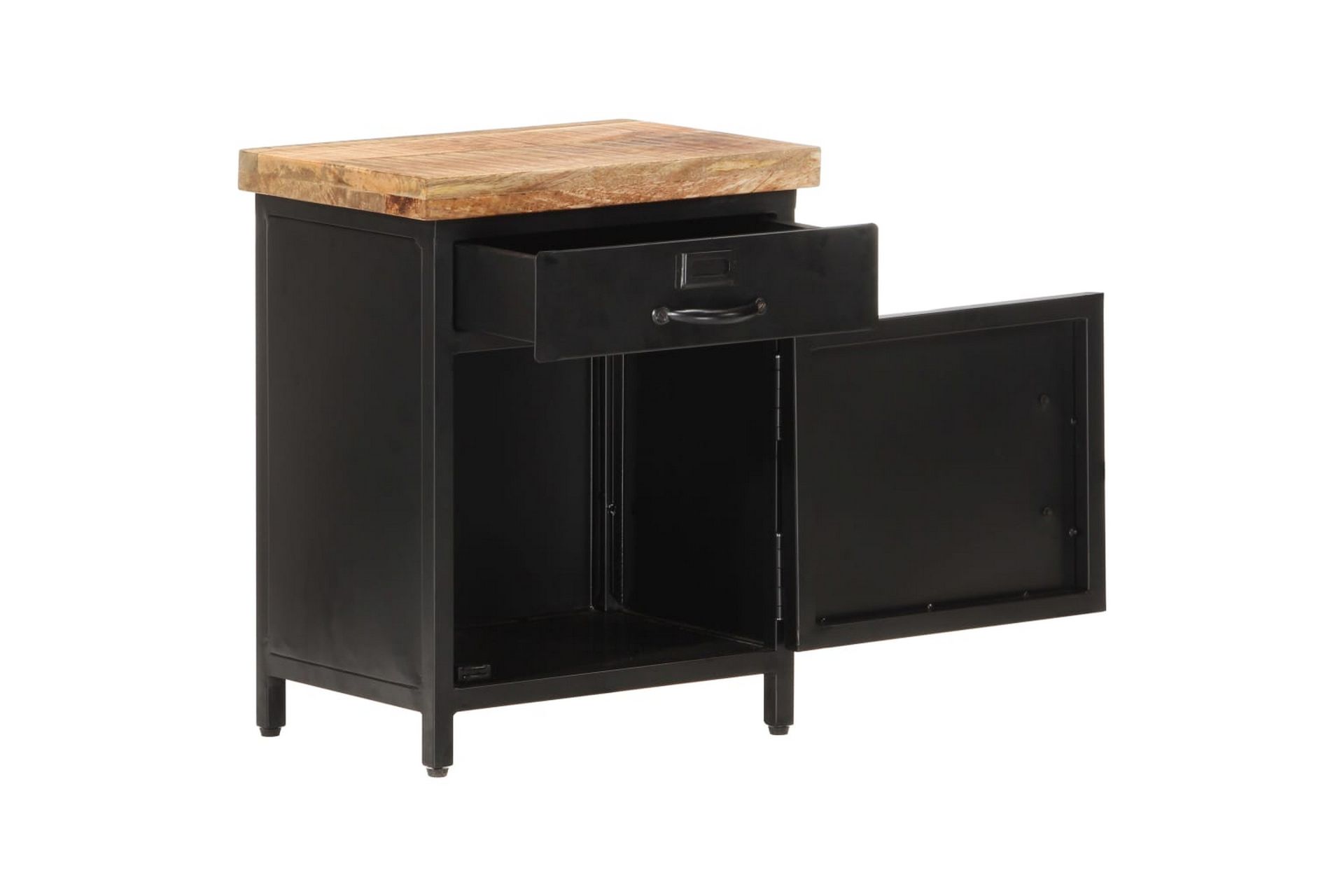 Nattbord 40x30x52 cm grovt mangotre - Svart - Møbler - Bord - Avlastningsbord - Sengebord & nattbord
