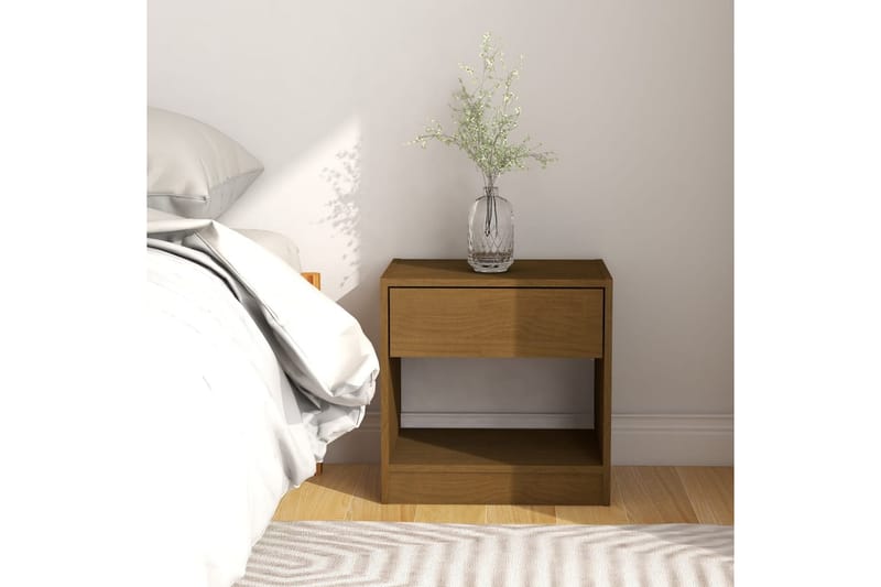 Nattbord 40x31x40 cm heltre furu honningbrun - Brun - Møbler - Bord - Avlastningsbord - Sengebord & nattbord
