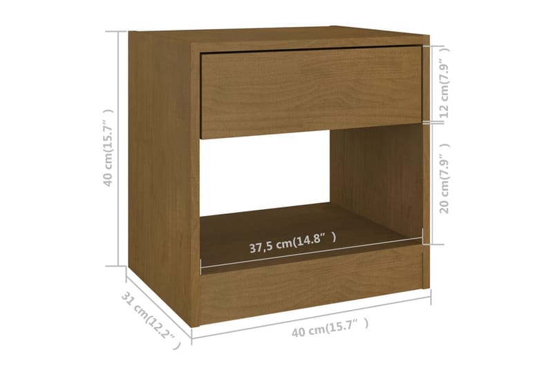 Nattbord 40x31x40 cm heltre furu honningbrun - Brun - Møbler - Bord - Avlastningsbord - Sengebord & nattbord