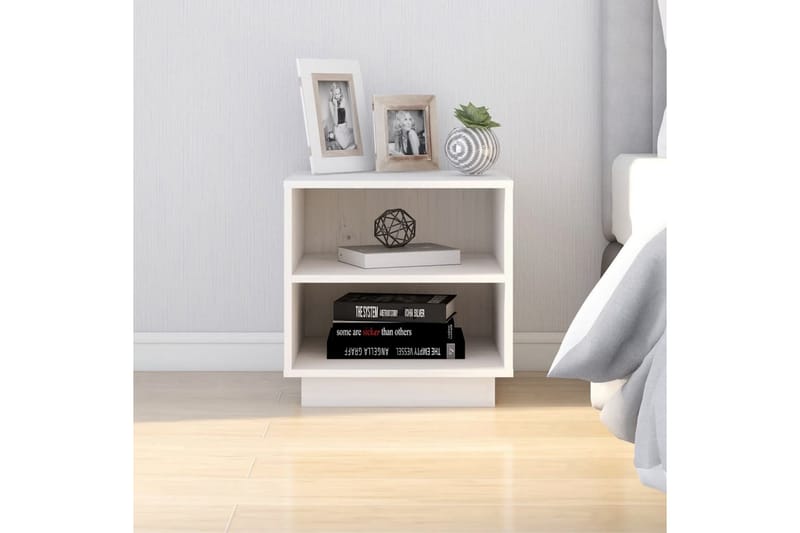 Nattbord 40x34x40 cm heltre furu hvit - Hvit - Møbler - Bord - Avlastningsbord - Sengebord & nattbord